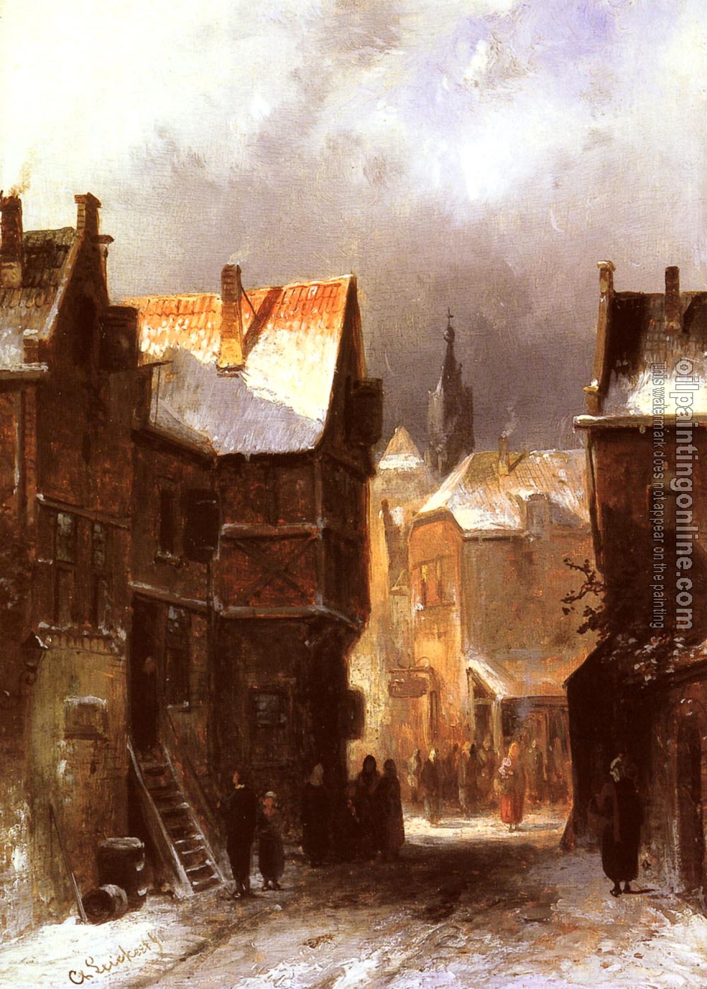 Leickert, Charles Henri Joseph - A Dutch Town in Winter